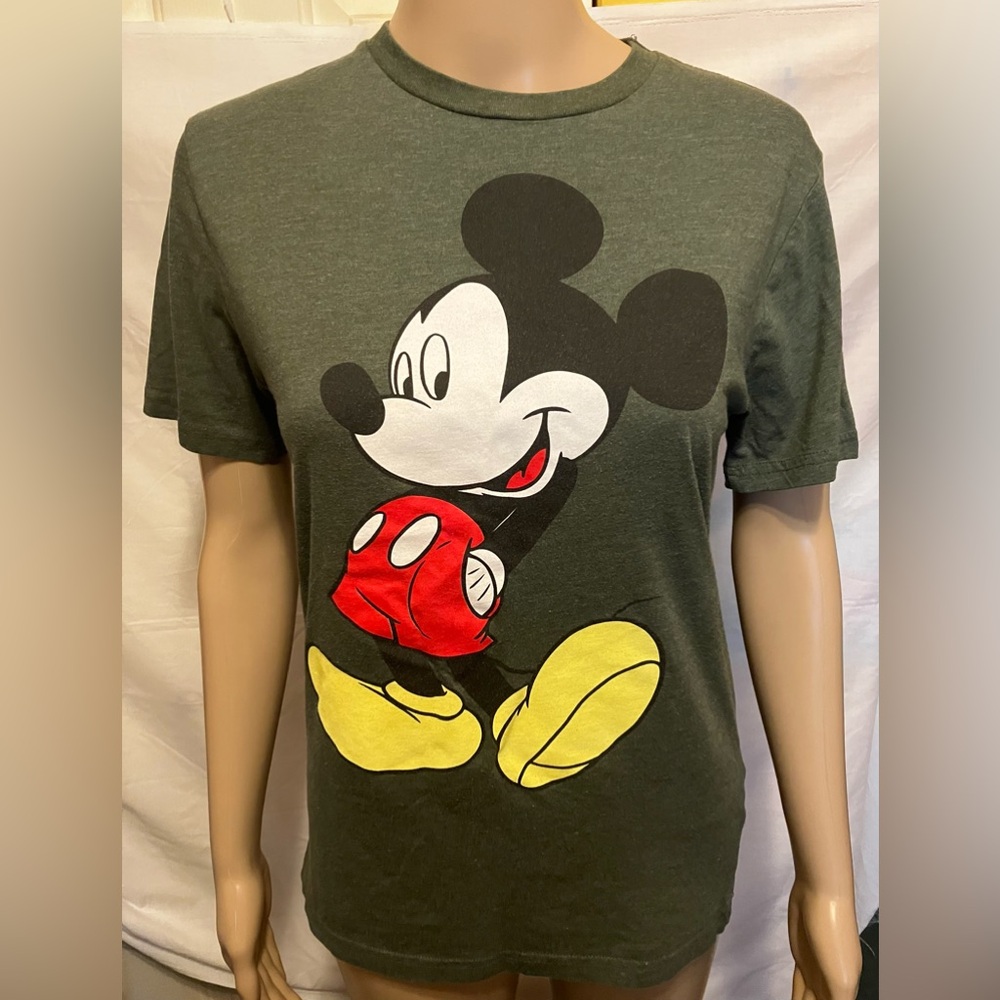 Dark Green Juniors Small Mickey Mouse Graphic T-Shirt
